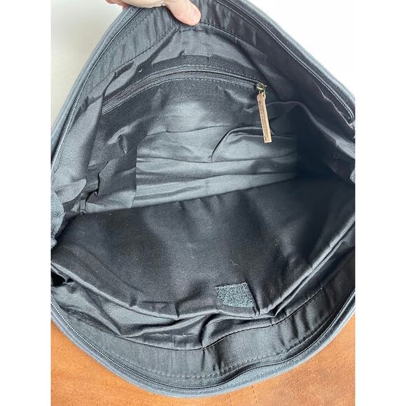 Men's Rugged Cowhide Leather Messenger Bag Laptop Carrier Charcoal Canvas Bag - Picture 8 of 13